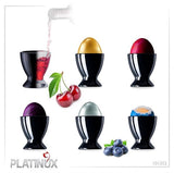 Zwarte eierdopjes van glas set 6-delige eierstandaard eierhouder ontbijt brunch egg cup likeurglazen max. 35 ml