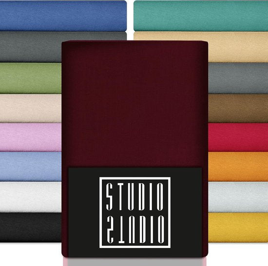 Hoeslaken 180x200cm - 200x200cm, Made in Green/EU, 100% katoen, merkkwaliteit, bedlaken hoeslaken jersey 180x200-200x200 - bordeaux