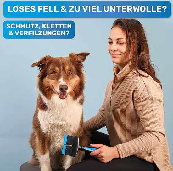 Professionele hondenborstel, kattenborstel voor lang haar, verwijdert zacht onderwol, klitten en knopen, hondenborstel, lang haar, plukborstel voor honden, kattenborstel, lang haar