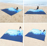Stranddeken, zandvrij XXL-strandlaken, waterdichte strandmat, picknickdeken, groot voor vakantie, strand, camping, reizen (300 x 290 cm, Sea World)
