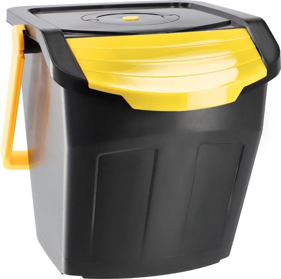 KADAX - Recycling-emmer, 25 liter afvalemmer/prullenbak met deksel - afvalemmerset voor gemakkelijke afvalscheiding, afvalverzamelaar, afvalscheider voor biologisch afval, papier, glas - 3x25L