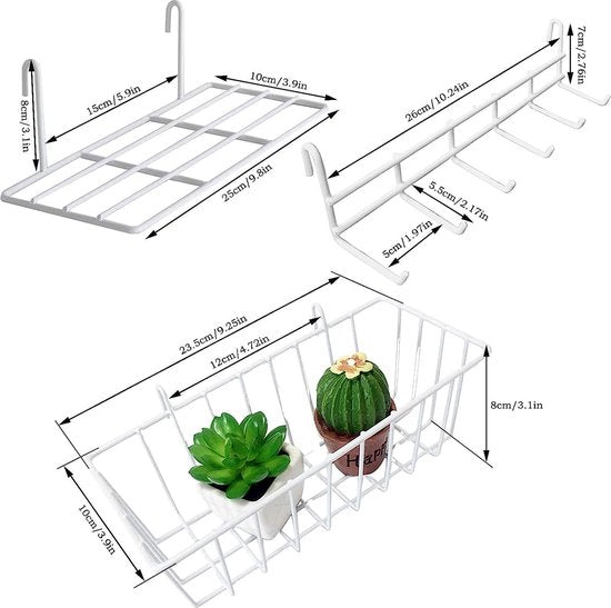 Wandrooster, accessoires, upgrade wandrooster, wit, accessoires, roostermand, hangrek, haaklijst, gebruikt voor rasterfotowand, rasterwand, accessoires, 3 stuks, wit, multifunctioneel