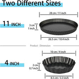 7 stuks taartvormen met hefbodem, anti-aanbaklaag, quichevorm, klein, 10 cm x 6 en 28 cm / 11 inch X1 ronde pie vorm, tartelette vormpjes van koolstofstaal (10 cm × 6 + 28 cm × 1)
