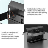 Space aluminium toiletrolhouder met ruime planken, toiletrolhouder wandhouder voor toilet en keuken, zonder boren met plank (zwart)