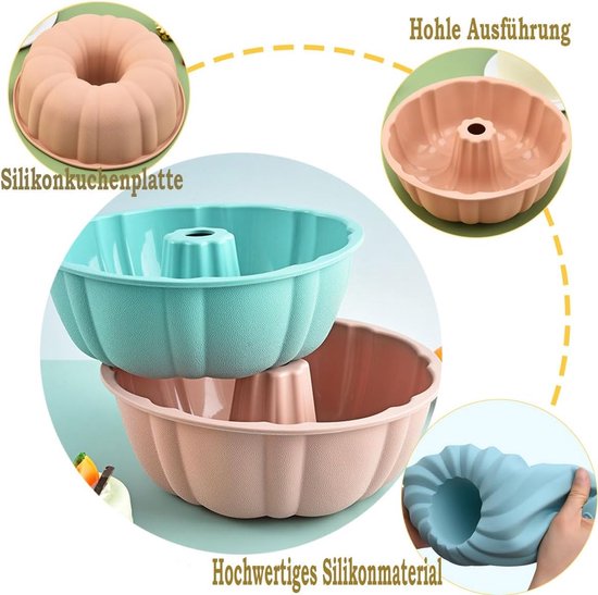 Siliconen cakevorm, tulbandvorm, muffinvormpjes, cupcake-cakevorm, groot, siliconen, perfecte bakvormen voor cake, godengerechten, gelatine, brood, grijs