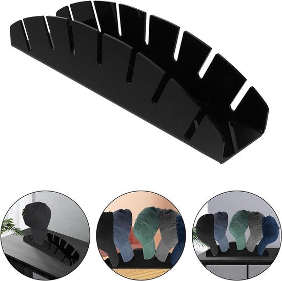 Kapstandaard voor baseballpetten, hoedenstandaard voor honkbalpetten, acryl hoed, organizer voor honkbalpetten, geen installatie voor 7 mutsen, baseballhoed, displaystandaard voor