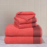 Ultra Soft Set van 6 katoenen handdoeken, bevat 2 extra grote badhanddoeken 70 x 140 cm, 2 handdoeken 40 x 60 cm en 2 washandjes 30 x 30 cm, koraaloranje