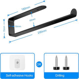 Keukenrolhouder, wandophanging, zonder boren, 295 mm, zelfklevend of boren, keukenpapierhouder, ruimte-aluminium papierrolhouder voor keuken, badkamer, kasten, verticaal of horizontaal, zwart