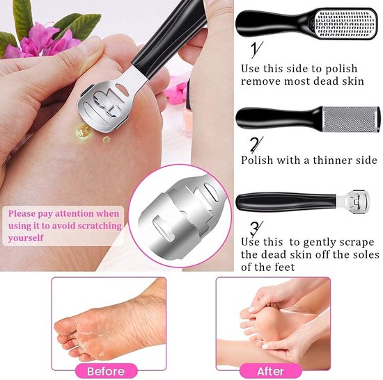 23 in 1 pedicure set professionele pedicure kit roestvrij staal manicure set voetvijl eeltverwijderaar eelttrasp eeltverwijdering, voor heren, dames, salon en thuis voetverzorging