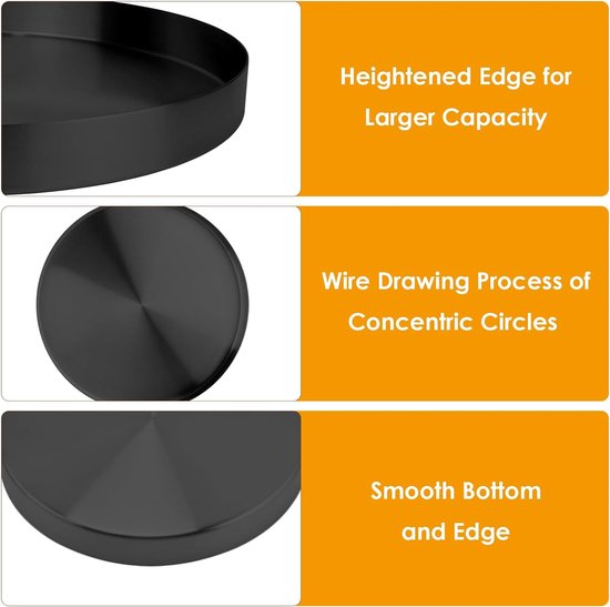 Zwart rond dienblad van metaal, Ø 30 cm dienblad, drankorganizer, decoratief dienblad, decoratief dienblad, kaarsenbord, dienblad voor sieraden, make-up, theeset, vazen