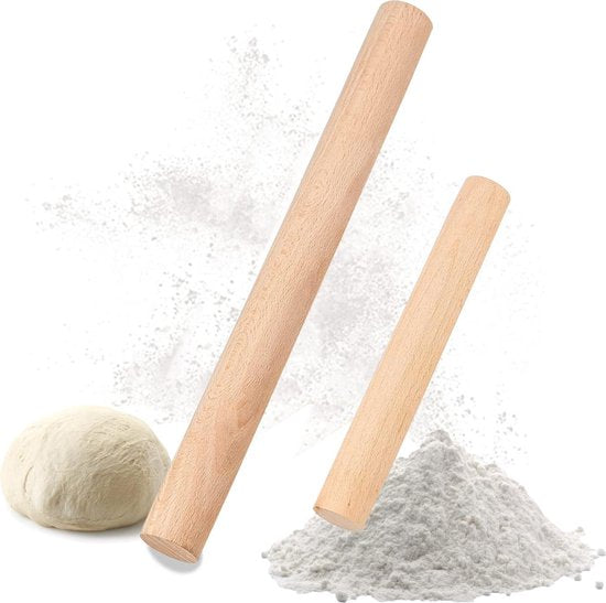 2 stuks deegroller beukenhout - deegroller hout klein, milieuvriendelijke Franse deegroller houten deegroller roller, rolling pin voor pizza, fondant, cake, koekjes