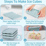 Mini-ijsblokjesvorm, ronde ijsblokjesvorm met deksel, 1 x 99 stuks kleine ijsblokjes, ijsblokjeshouder, ijsblokjesvorm met ijshouder en ijstang voor bier, cocktails, whisky, koffie, blauw
