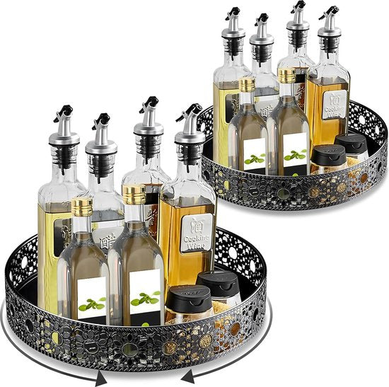 Organizer, Kruidenrek, 360° Draaitafel, Koelkastorganizer, Kruidenorganizer, Keukenorganizer, Kruidenhouder, Kastorganisator voor de keuken, Kruidenpotten, Kasten (10 in + 11 in)