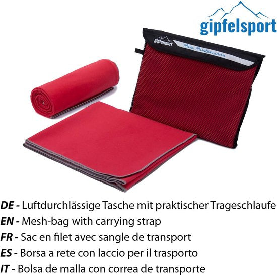 Microvezel handdoek, voor sauna, fitness en sport - strandhanddoek, sporthanddoek - 50x30cm - Rood