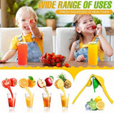 Citroenpers, limoenpers, 2-in-1 aluminiumlegering, handmatige sappers, handpers voor citroensap, limoensap, enz., anti-etsen, vaatwasmachinebestendig, geel