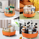 Roterend opbergrek, kruidenrek, draaibaar voor keuken, eetkamer, kast, dresser, 360 graden draaibaar, kruidenrek, organizer, draaibare cosmetica-organizer, opbergrek, draaiplateau organizer, oranje