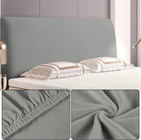 Beschermhoes voor het hoofdbord van het bed, zachte stretch, fluweel, stofdicht, beschermhoes voor gevoerd hoofdeinde (120-140 cm, lichtgrijs