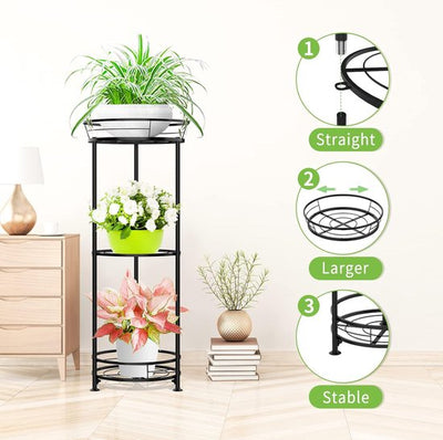 Spetebo Houten bloemenstandaard met zwart frame, set van 3, metalen plantenbak, bloembak, plantenstandaard, kruidenbed, verhoogd bloembed