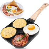 Spiegeleipan, eieren pan met antiaanbaklaag, 4 gaten, spiegelei, pannenkoeken, steaks, hamburger voor ontbijt, pannenkoekenpan voor inductiekookplaat