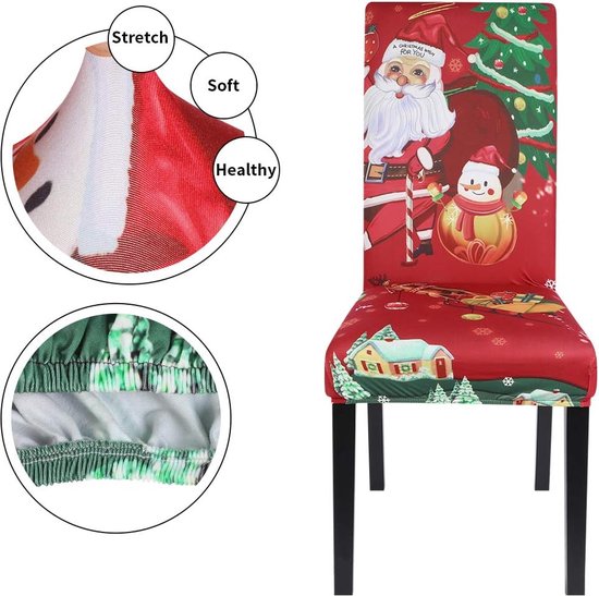 Christmas Chair Covers, Stretch, Modern Decoration, Universal Fit for Dining Room, Party, Banquet, Set of 4 / 6