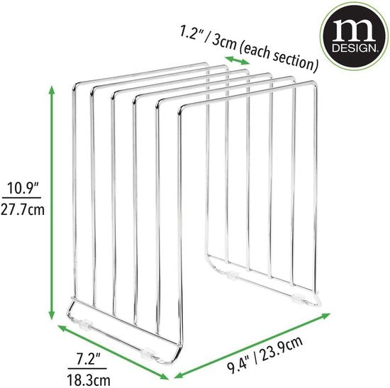 Set van 2 metalen servies, voor bakplaten, compacte pannendekselhouder voor de Keukenkast, ruimtebespare standaard voor koken, zilverkleurig