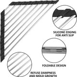 Afdruiprek servies opvouwbaar, oprolbaar afdruiprek servies, driehoekig afdruiprek spoelbak roestvrij staal multifunctionele afdruiprekmand voor kopjes, fruit, groenten, keukenorganizer (41,5 x 23 cm)