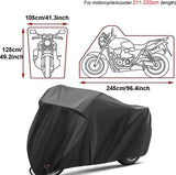 Motorhoes motorhoes motorfiets garages scooter afdekhoes beschermhoes XXL 190T Oxford-stof motorhoes waterdicht motorgarage zwart 245 x 105 x 125 cm