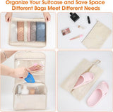 Kofferorganizerset, beige, 11-delige inpakkussenset, waterdichte kledingtassen, kofferorganizer voor vakantie en reizen, kubussenset, reiskubussen, kaki