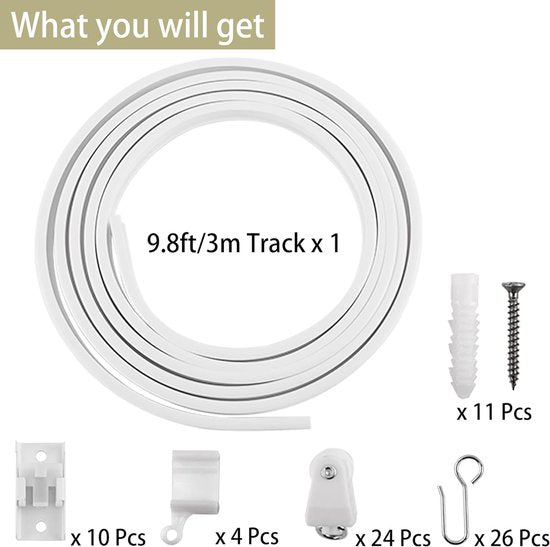 Premium 3m Ceiling Curtain Track System, Flexible and Durable Design for Effortless Glide, Ideal for Shower Windows, RV Room Divider, Privacy and Home Decoration