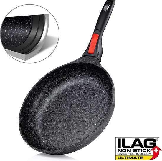 Gietijzeren pan 24 cm afneembaar handvat, pan met antiaanbaklaag, inductie en all fornuizen, dikke bodem optimale warme theeverdeling, pan ovenvast, pan pan 24 cm hoge rand, frituurpan