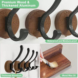 Set van 4 kapstokhaken, wandhaken, houten kapstokhaken, enkele hoeden, sleutels, handdoeken, badjassen, portemonnees, decoratieve woonkamer, badkamer, slaapkamer, kledingkast