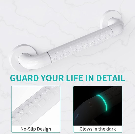 Handgrepen voor senioren, 2 stuks handgrepen, douche, roestvrij staal, antislip, stabiel, robuust, voor badkamer, douche, trappers, voor senioren, kinderen, gehandicapten, gedwongen gebruik (30 cm & 40 cm)