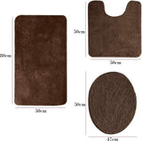 Badkamerset, antislip badmat, sneldrogend, zacht, waterabsorberend, stijlvolle WC-garnituur, 3-delig, polypropyleen, zwart, 50 x 80 cm