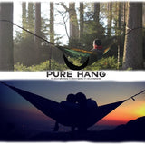 PURE HANG Premium Camping hangmat Outdoor XXL voor 2 personen 300 kg belastbaar 285 cm x 185 cm ultralichte parachutezijde met 2 karabijnhaken - Reizen strand tuin Travel - TÜV getest