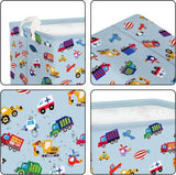 Blauw voertuig vrachtwagen jongen kubus opbergmand voor babykamer graafmachine auto waterdichte rechthoekige stof plankmanden kleding speelgoed kinderen opbergdoos, 40 x 30 x 30 cm