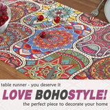 Mandala patroon tafelloper boho-stijl - boho tafelloper bont ornament commode tafelloper voor restaurants, bruiloften, tafelkleden, tuintafel van linnen katoen - 33 x 183 cm