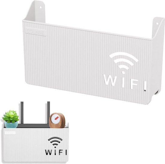 WiFi Router Opbergdoos Muurbevestiging Woonkamer TV Wandplank Set Top Box Plank voor huisdecoratie (wit) WiFi Router Opbergdoos Muurbevestiging Woonkamer TV Wandplank Set Top Box Plank voor huisdecoratie (wit)