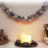 kerstslinger, 120 cm lange witte adventsslinger met glitter, herbruikbare slinger voor kerstdecoratie