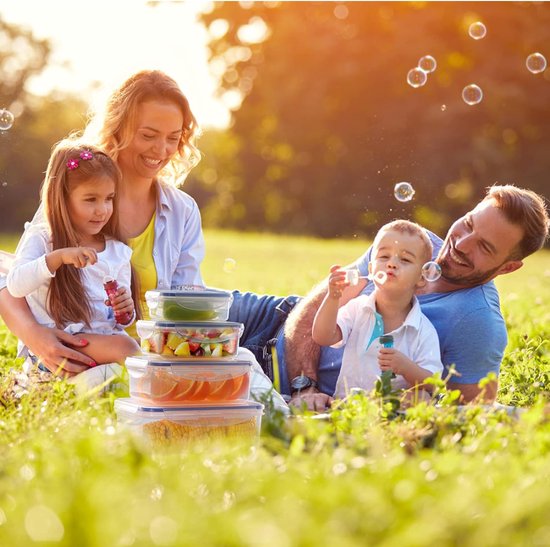 Vershouddozen met deksel, voorraaddozen, set van 24 stuks (12 containers + 12 deksels) opbergdoos keuken herbruikbare lunchbox luchtdicht voorraaddoos BPA-vrij voor koelkast en magnetron