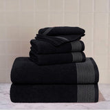 Ultra Zacht Set van 6 katoenen handdoeken, inclusief 2 extra grote badhanddoeken van 70 x 140 cm, 2 handdoeken van 40 x 60 cm en 2 washandjes van 30 x 30 cm, zwart.