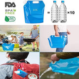 4 stuks opvouwbare waterjerrycan, 10 liter draagbare waterzak, waterreservoir met dicht deksel, BPA-vrij, levensmiddelenkwaliteit voor kamperen, wandelen, noodgevallen