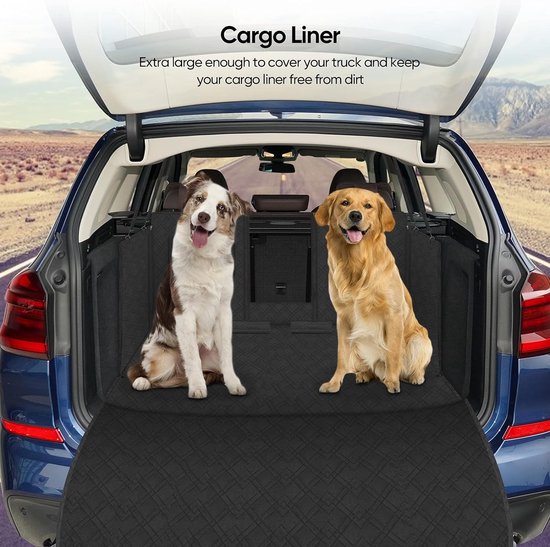 XXL Hondendeken voor de achterbank, 152 cm x 238 cm, hondendeken voor kofferbak, autodeken met zijbescherming en kijkvenster, waterdichte en krasbestendige kofferbakbescherming, hondenachterbank voor