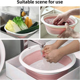 opvouwbare spoelbak, rond, 9 l, opvouwbare kuip, multifunctionele opvouwbare wasmand, campingkom, wasbak met handgrepen voor reizen, camping, badkamer en keuken (31 cm, roze)