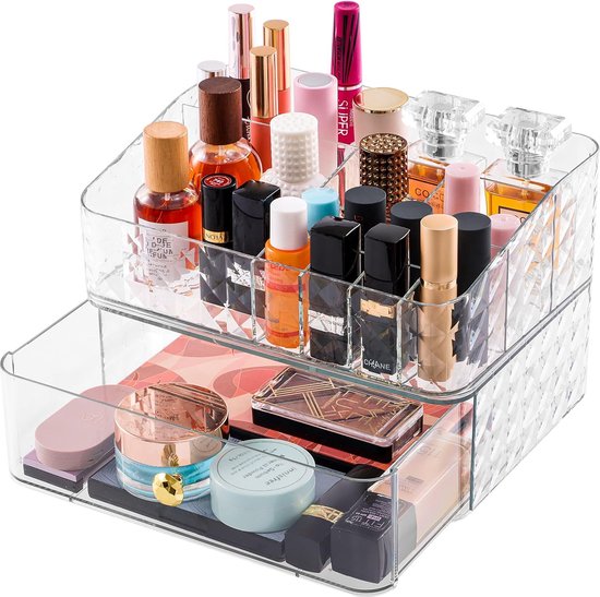 Cosmetische organisator, make-up opbergorganisator met laden, acryl badkamer kaptafel doos voor schoonheidsborstel huidverzorging lippenstift parfum oogschaduw