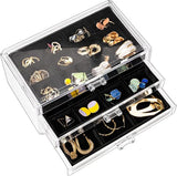 Acryl Sieraden Organizer Sieradendoos voor Dames Duidelijke Sieradenopslag Sieradendoos Sieradendoos met 3 Laden voor Oorbellen, Ringen, Armbanden - Zwart