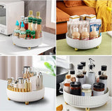 Roterend opbergrek, kruidenrek, draaibaar voor keuken, eetkamer, kast, dresser, 360 graden draaibaar, kruidenrek, organizer, draaibare cosmetica-organizer, opbergrek, draaiplateau organizer, wit