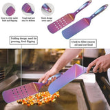 Regenboog BBQ grillbestek, 5 stuks, grillaccessoires, roestvrijstalen handgreep met baklite monteren, grillgereedschap smelt niet, valt niet los en hittebestendig