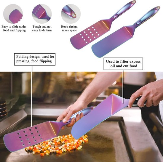 Regenboog BBQ grillbestek, 5 stuks, grillaccessoires, roestvrijstalen handgreep met baklite monteren, grillgereedschap smelt niet, valt niet los en hittebestendig