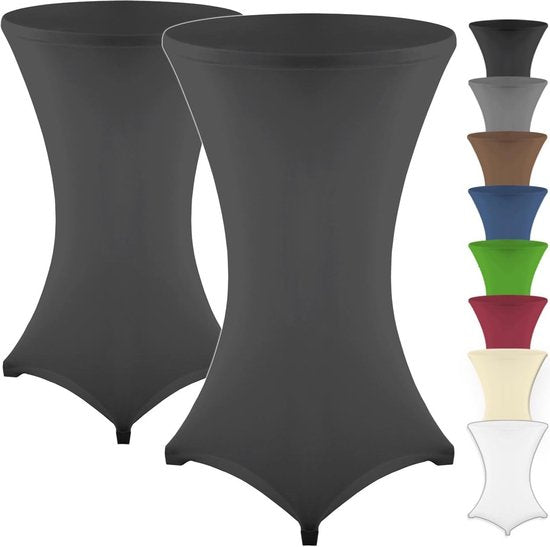 Set van 2 stretch statafelhoezen Diana met Öko-Tex zegel, versterking in de voet, in vele kleuren en maten Ø60-65cm / Ø70-75cm / Ø80-85cm (zwart, Ø80-85cm)