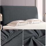 Beschermhoes voor het hoofdbord van het bed, zachte stretch, fluweel, stofdicht, beschermhoes voor gevoerd hoofdeinde (150-170 cm, donkergrijs)